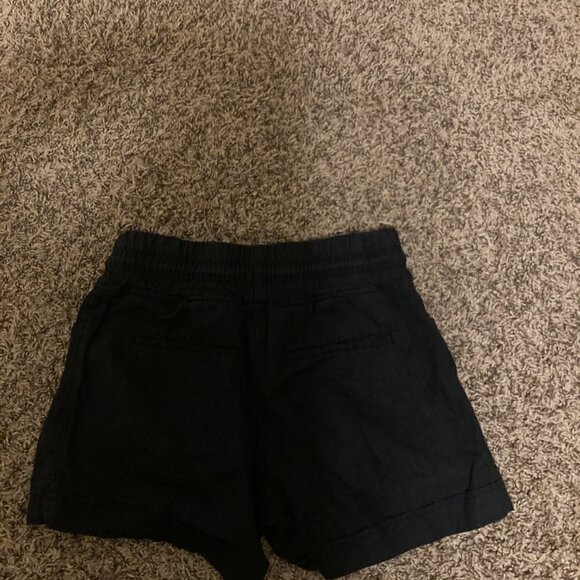 Athleta Cabo Linen 4" Shorts Size 0 Solid Black Elastic Waist Drawstring Pockets - Picture 3 of 3